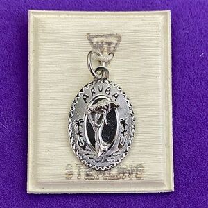 💛 Vintage Sterling Silver Aruba Charm | Tropical Souvenir Pendant | Retro Boho